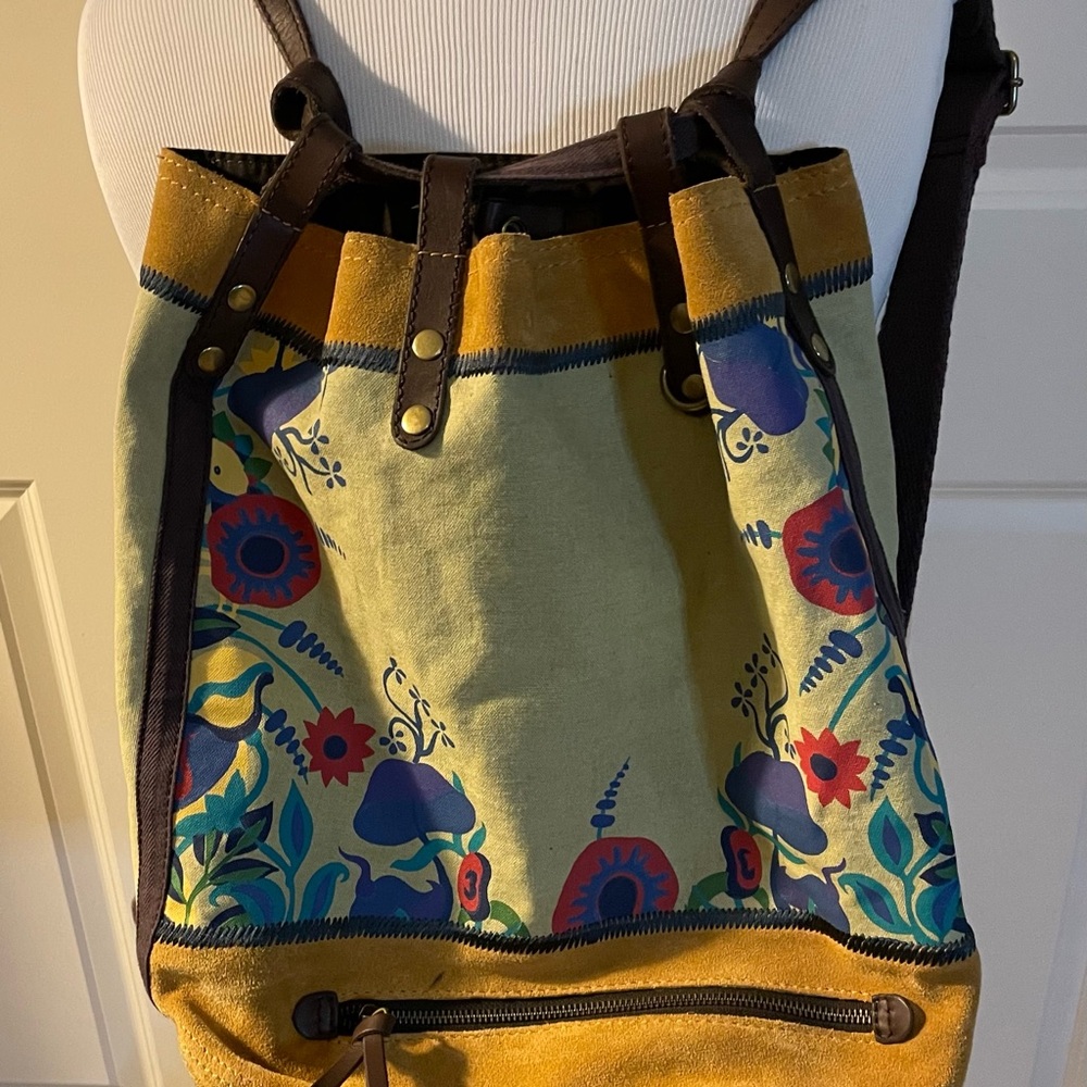 Lucky Brand Suede Canvas Backpack